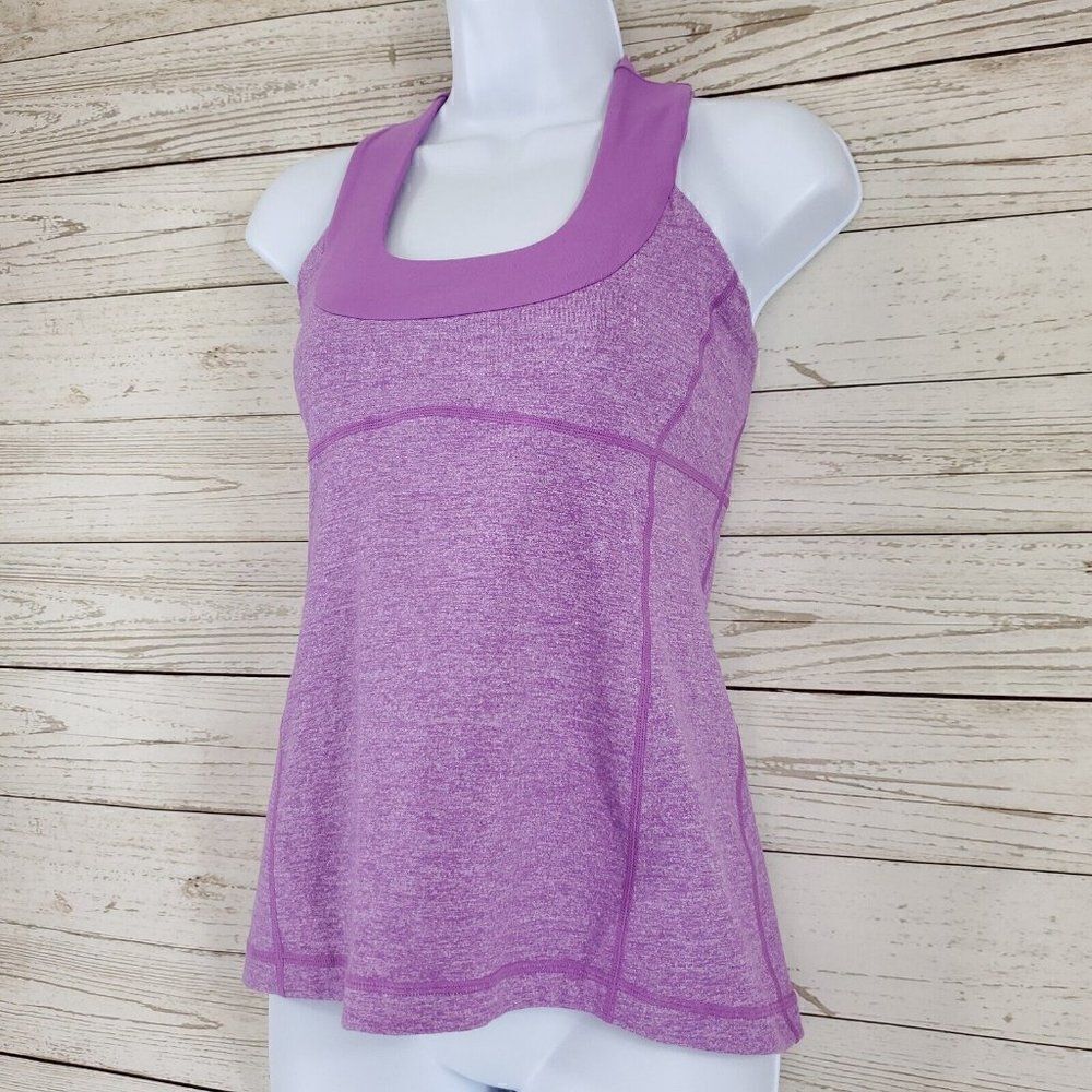 *No Pads* Lululemon Athletica Womens Size 6 Racerback Tank Top Heather Purple - Picture 2 of 11